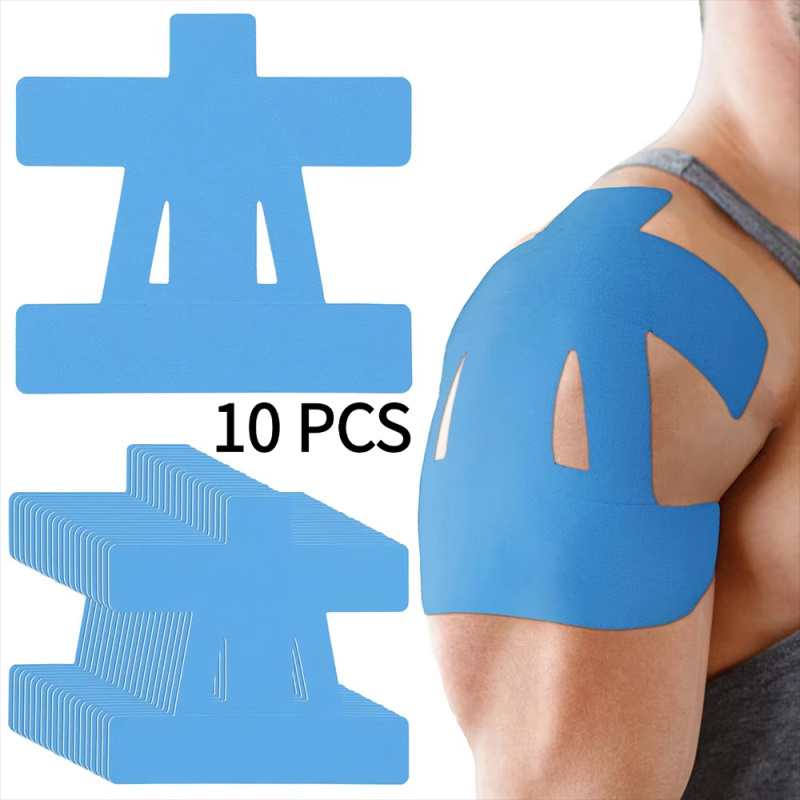 Sports Taping Precut - เทปกายภาพบำบัดแบบตัดสำเร็จ 10 ชิ้นสำหรับบรรเทาอาการปวดไหล่ - กันน้ำ ยืดหยุ่นได้